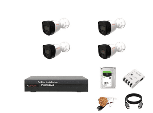 CP Plus 4CH DVR 5MP Guard+ 4Bullet Cameras Colourful Combo