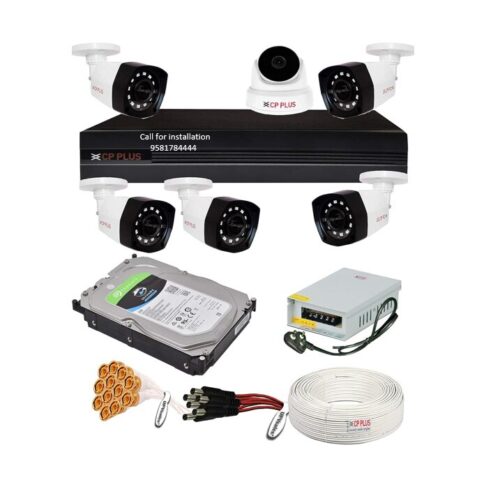 CP Plus 5MP 6Camera 8Channel DVR Combo Kit 1Dome 5Bullet