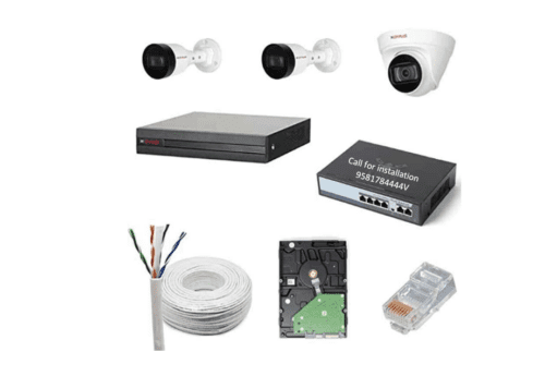 CP Plus 2MP 3Camera 4Channel NVR Kit 2Bullet 1Dome HDD