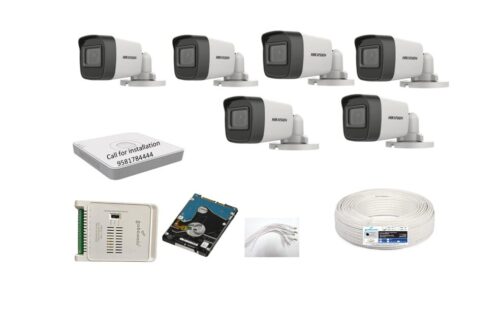 Hikvision 5MP 8Channel DVR 6Bullet Cameras with Audio Recording Combo