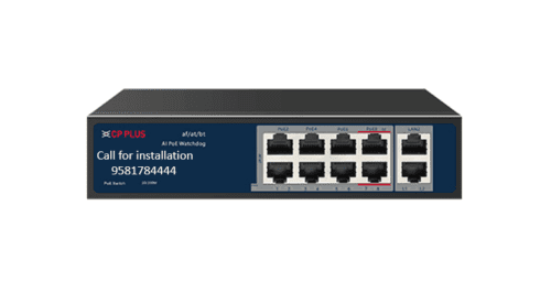 CP Plus 8Gigbite and 2SFP AI PoE Switch CP-ANW-GPU8G2F2-N12