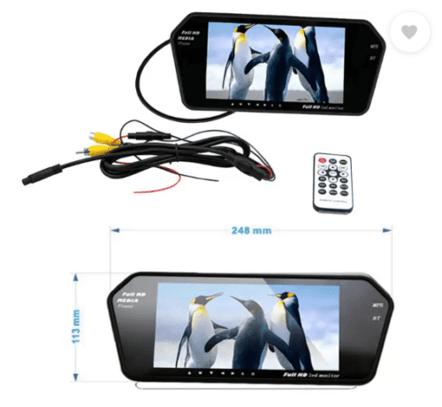 AYW Tavera 7-Inch LED Car Rearview Monitor Mirror Touch Button - Image 2