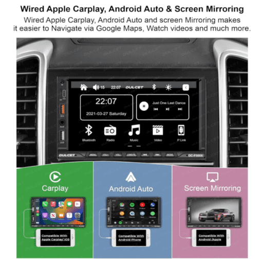 Dulcet Universal Fit Double Din 7inch Touch Screen Car Stereo - Image 4
