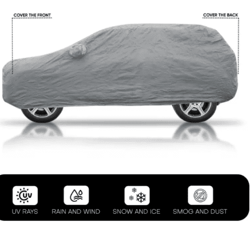 Car Body Cover For Tata Safari With Mirror Pockets Grey - Image 2