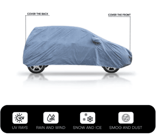 Car Body Cover For Tata Tiago With Mirror Pockets Grey - Image 3
