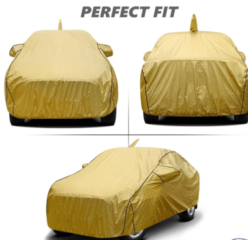 Tata Tiago Car Body Cover Metallic Golden with Black Piping - Image 3