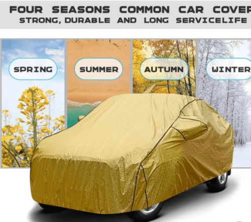 Tata Tiago Car Body Cover Metallic Golden with Black Piping - Image 5