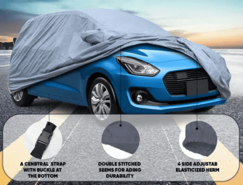 Car Body Cover For Tata Indica With Mirror Pockets Grey - Image 2