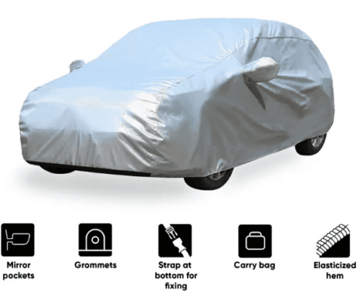Car Body Cover For Chevrolet Spark With Mirror Pockets Silver - Image 4