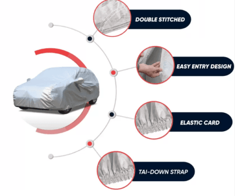 Car Body Cover For Volkswagen Vento With Mirror Pockets Silver - Image 2