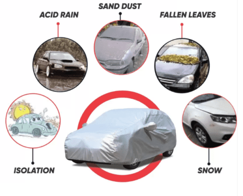 Car Body Cover For Volkswagen Vento With Mirror Pockets Silver - Image 3