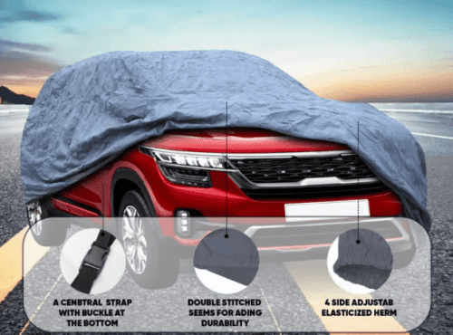 Car Body Cover For Kia Seltos With Mirror Pockets Gray - Image 2