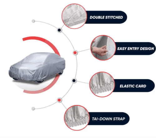 Waterproof Car Body Cover For Honda Amaze With Mirror Pockets - Image 2