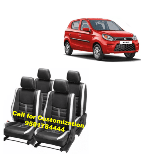 Black and Silver Color Leather Seat Cover For Maruti Alto