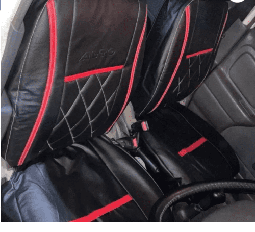 Leather Car Seat Cover For Maruti Alto 800 Black-Red Color - Image 2