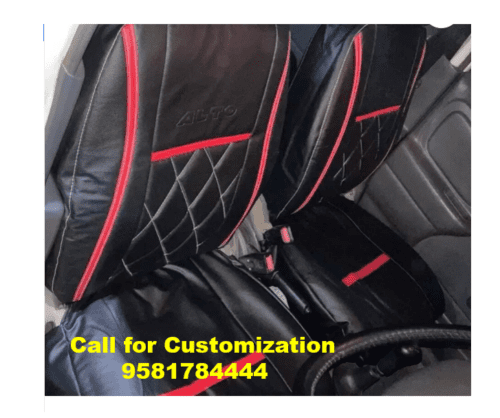Leather Car Seat Cover For Maruti Alto 800 Black-Red Color