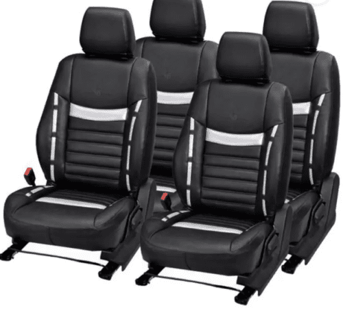 Maruti A-Star PU Leather Car Seat Cover Black-Silver Color - Image 2