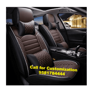 Leather car seat Cover for Maruti Baleno Black-Coffee Color