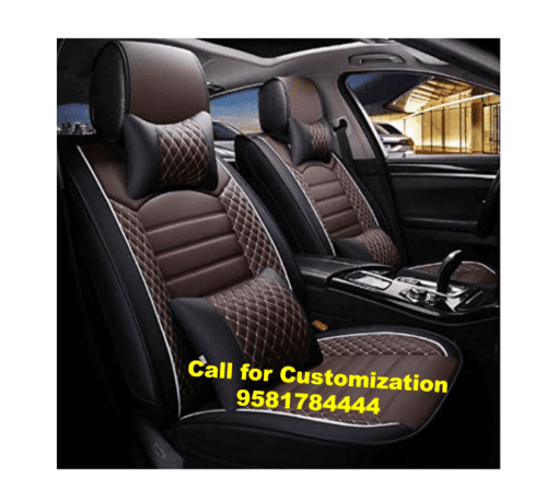 Leather car seat Cover for Maruti Baleno Black-Coffee Color