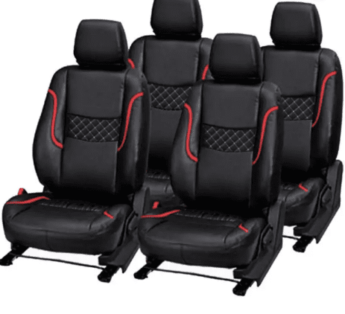 Maruti Brezza Car PU Leather Car Seat Cover black-Red Color - Image 2