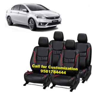 Maruti Ciaz Car Premium Leather Seat Cover Black-Red Color