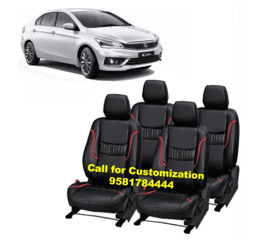 Maruti Ciaz Car Premium Leather Seat Cover Black-Red Color