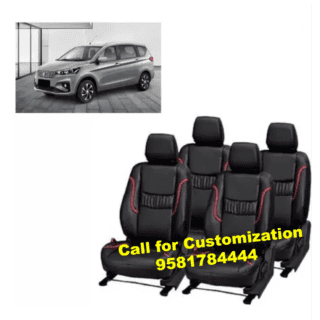 Maruti Ertiga Car PU Leather Seat Cover Black-Red Color