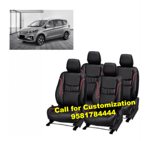 Maruti Ertiga Car PU Leather Seat Cover Black-Red Color