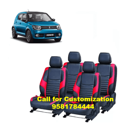Maruti Ignis Car PU Leather Seat Cover Black-Red Color