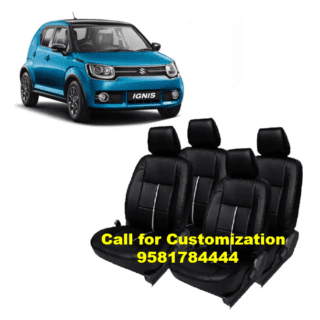 Premium Leather Car Seat Cover For Maruti Ignis Black-Silver Color