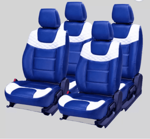 Leather Car Seat Cover For Maruti Ritz Blue-White Color - Image 2