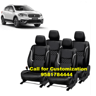 Maruti S-Cross Car Leather Seat Cover Black-Silver Color
