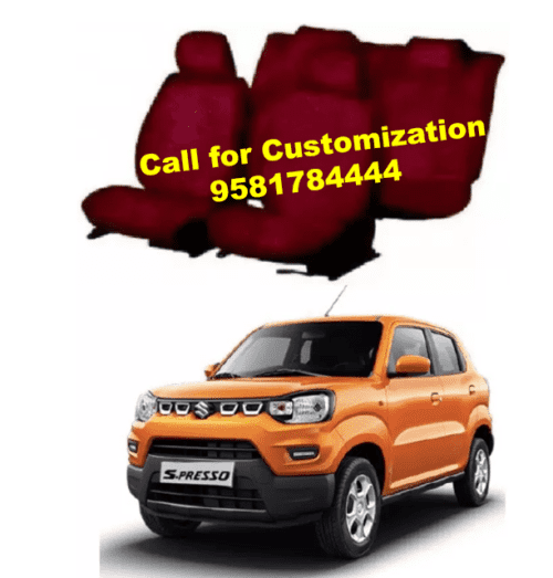 Cotton Car Seat Cover For Maruti S-Presso Maroon Color
