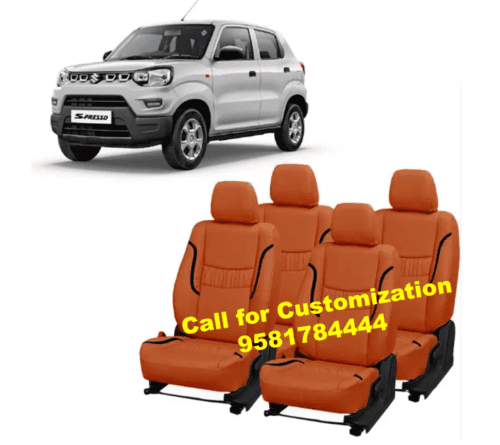 Orange Color Leather Car Seat Cover For Maruti S-Presso