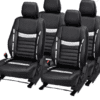 Maruti Dzire Premium Leather Car Seat Cover Black-Silver Color - Image 2