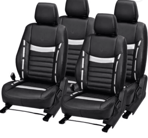 Maruti Dzire Premium Leather Car Seat Cover Black-Silver Color - Image 2