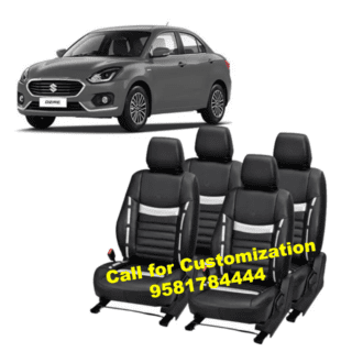 Maruti Dzire Premium Leather Car Seat Cover Black-Silver Color