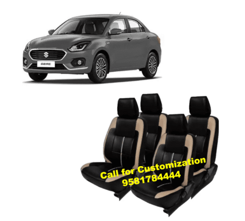 PU Leather Car Seat Cover For Maruti Dzire Black-Beige Color