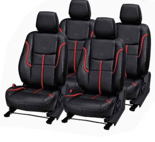 Maruti Swift Car Premium Leather Seat Cover Black-Red Color - Image 2