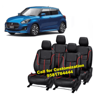 Maruti Swift Car Premium Leather Seat Cover Black-Red Color