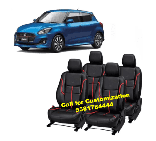 Maruti Swift Car Premium Leather Seat Cover Black-Red Color