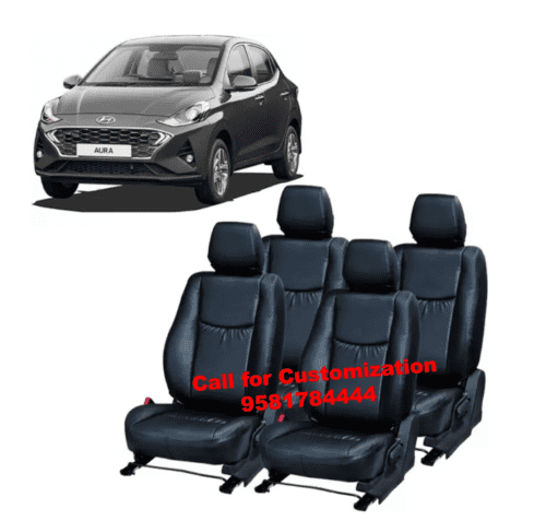 Leather Car Seat Cover For Hyundai Aura Black Color
