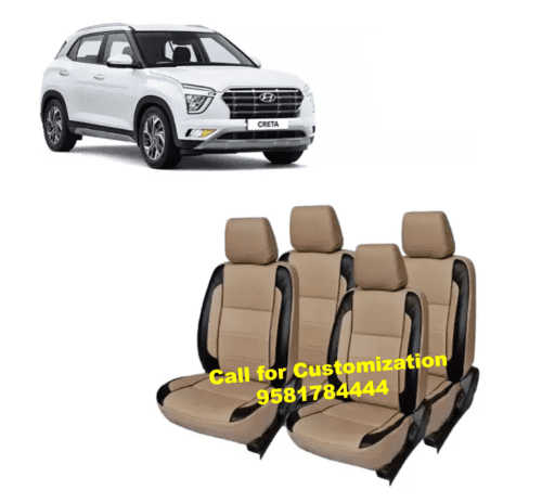 PU Leather Car Seat Cover For Hyundai Creta Beige-Black Color