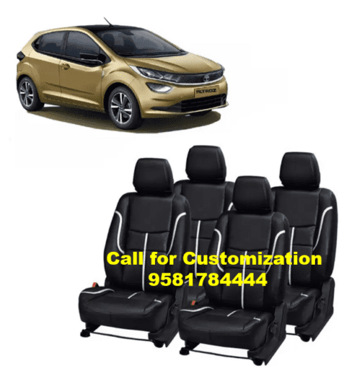 Leather Car Seat Cover For Tata Altroz Black-Silver Color