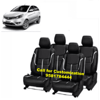 PU Leather Car Seat Cover For Tata Bolt lack-Silver Color