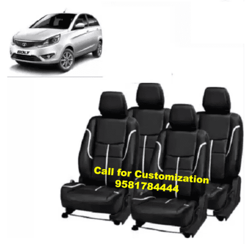 PU Leather Car Seat Cover For Tata Bolt lack-Silver Color