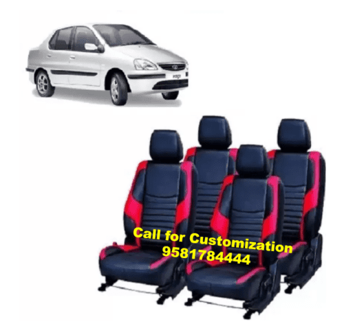 Tata Indigo Car PU Leather Seat Cover Black-Red Color