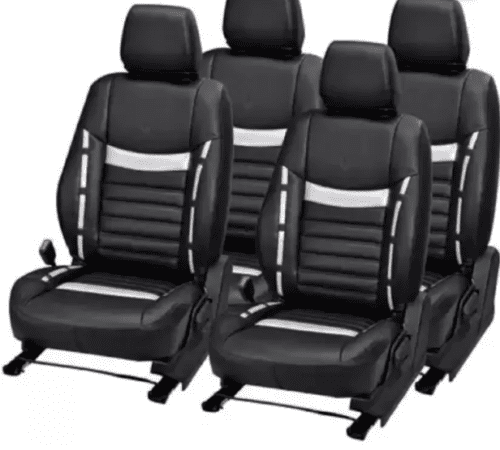 Tata Nexon PU Leather Car Seat Cover Black-Silver - Image 2