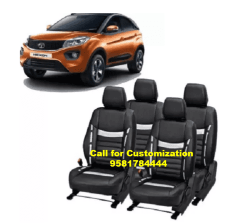 Tata Nexon PU Leather Car Seat Cover Black-Silver