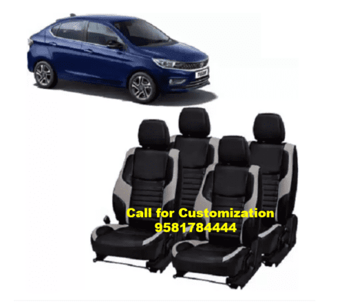 PU Leather Car Seat Cover For Tata Tigor Black-Grey Color